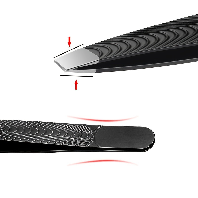 High-Precision Black Angled Eyebrow Tweezers - Euroselle