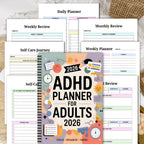 FOCUSVAULT – 2026 Eksklusiv ADHD Voksenplanlægger Struktureret Daglig og Ugentlig Produktivitetsjournal - Euroselle