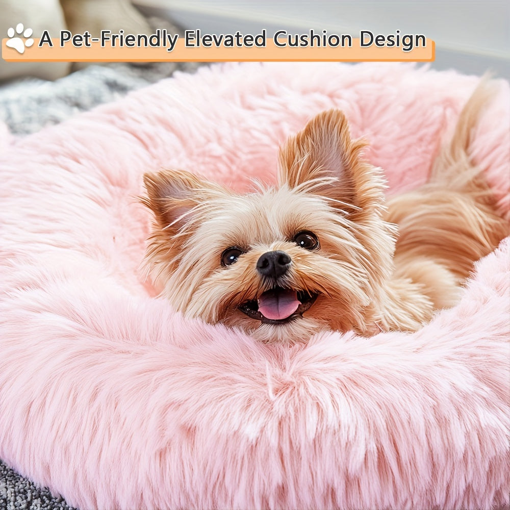 Soft Faux Fur Donut Pet Bed for Small to Large Dogs & Cats - Euroselle