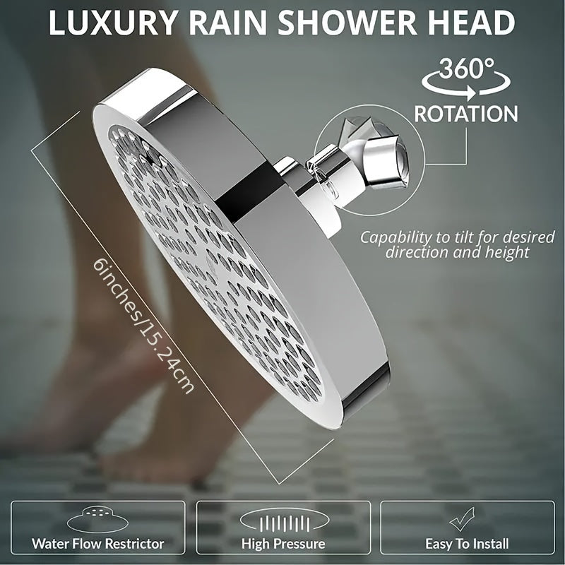 Premium Rain Shower Head 1pc, Anti-Clog Nozzles & Adjustable Angles for Ultimate Shower Comfort - Euroselle