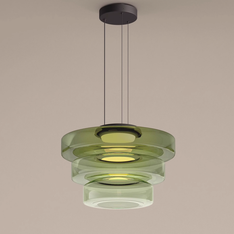 Wisząca lampa LED z warstwowym kloszem z przydymionego szarego szkła, 18 in, regulowany przewód