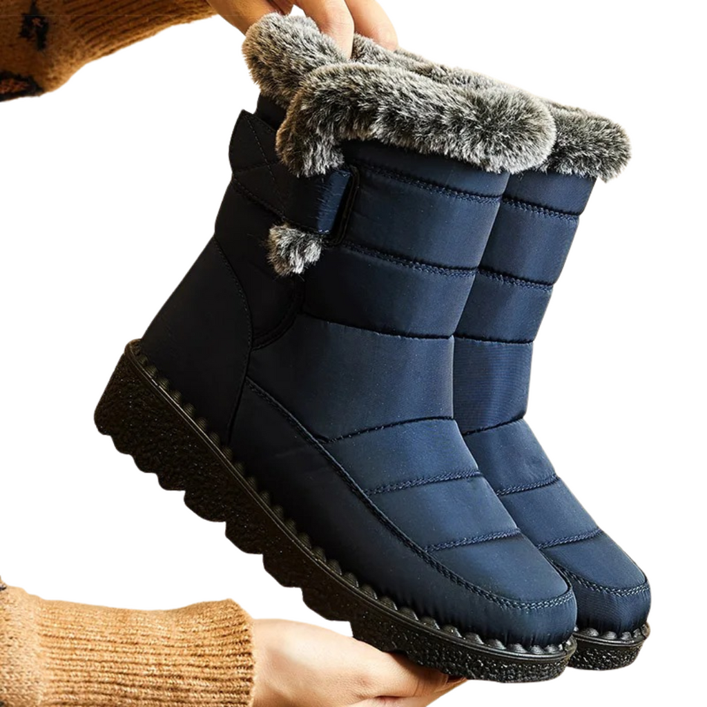 Damskie wodoodporne buty zimowe - ocieplana miękka podszewka, antypoślizgowa podeszwa