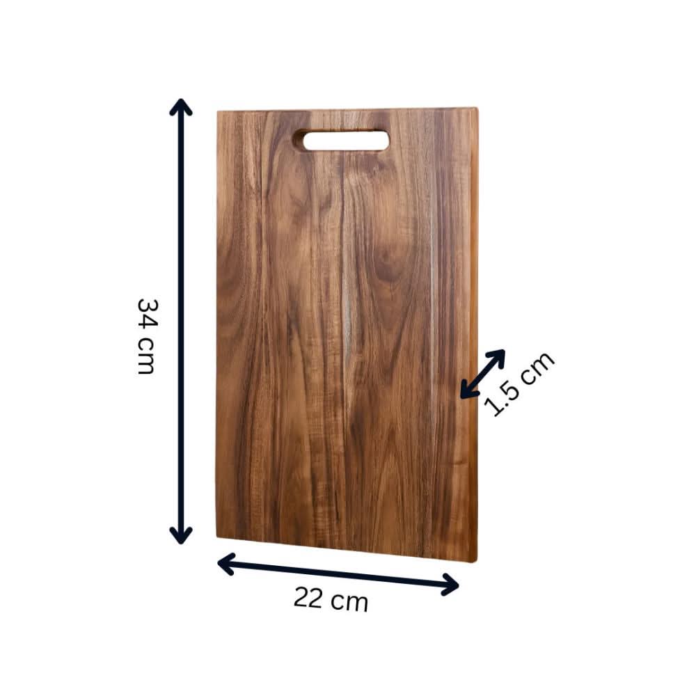 Planche à découper en bois d’acacia AuroraWood — poignée intégrée, finition écologique, design élégant