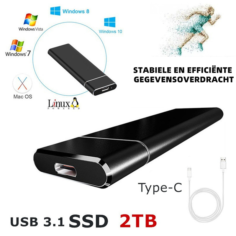 כונן SSD נייד מאלומיניום בנפח 1TB/2TB — כונן גיבוי USB-C במהירות 520 MB/s