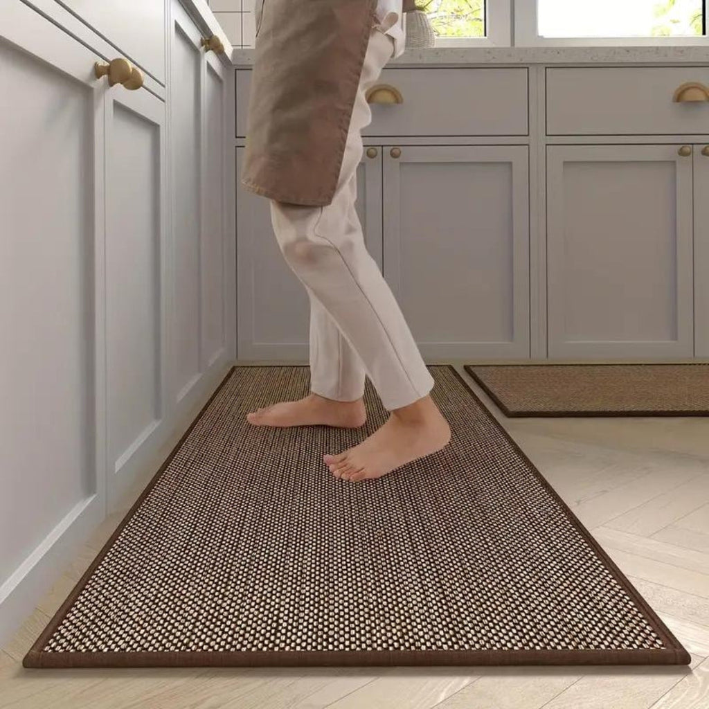 Juego de alfombrillas antifatiga beige, 18×47 y 18×28 pulgadas, antideslizantes