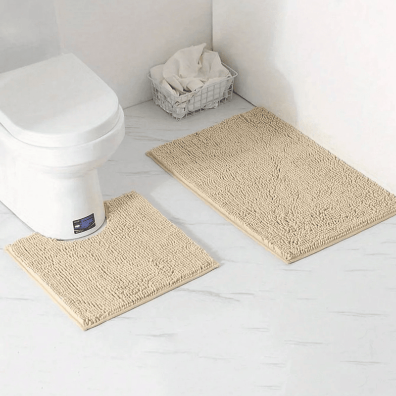 Alfombra de baño azul de chenilla de poliéster, 20×31 pulgadas — absorbente, antideslizante