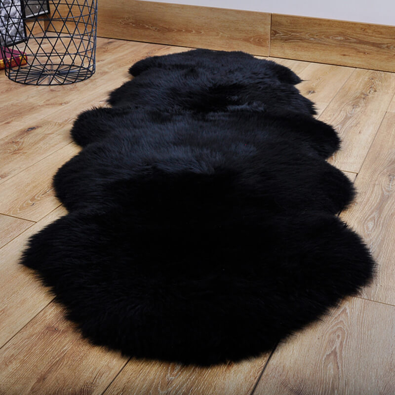 Plush Beige Faux Fur Runner 24 × 47 Inches — Sheepskin Style, Anti-Slip