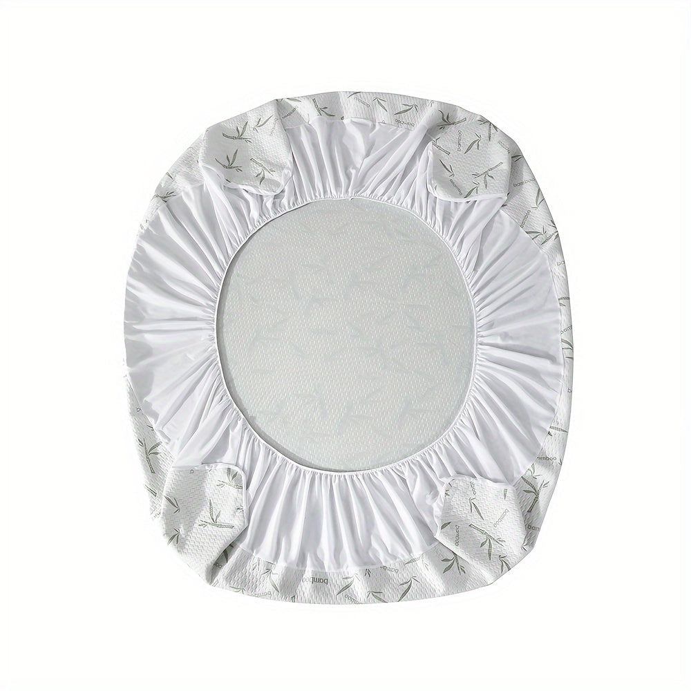 Cobrecolchão de fibra de bambu com bolsos profundos para um ajuste perfeito, camada de malha jersey ventilada para controlo da temperatura, disponível nos tamanhos Twin, Full, Queen e King, para dormir confortavelmente durante todo o ano