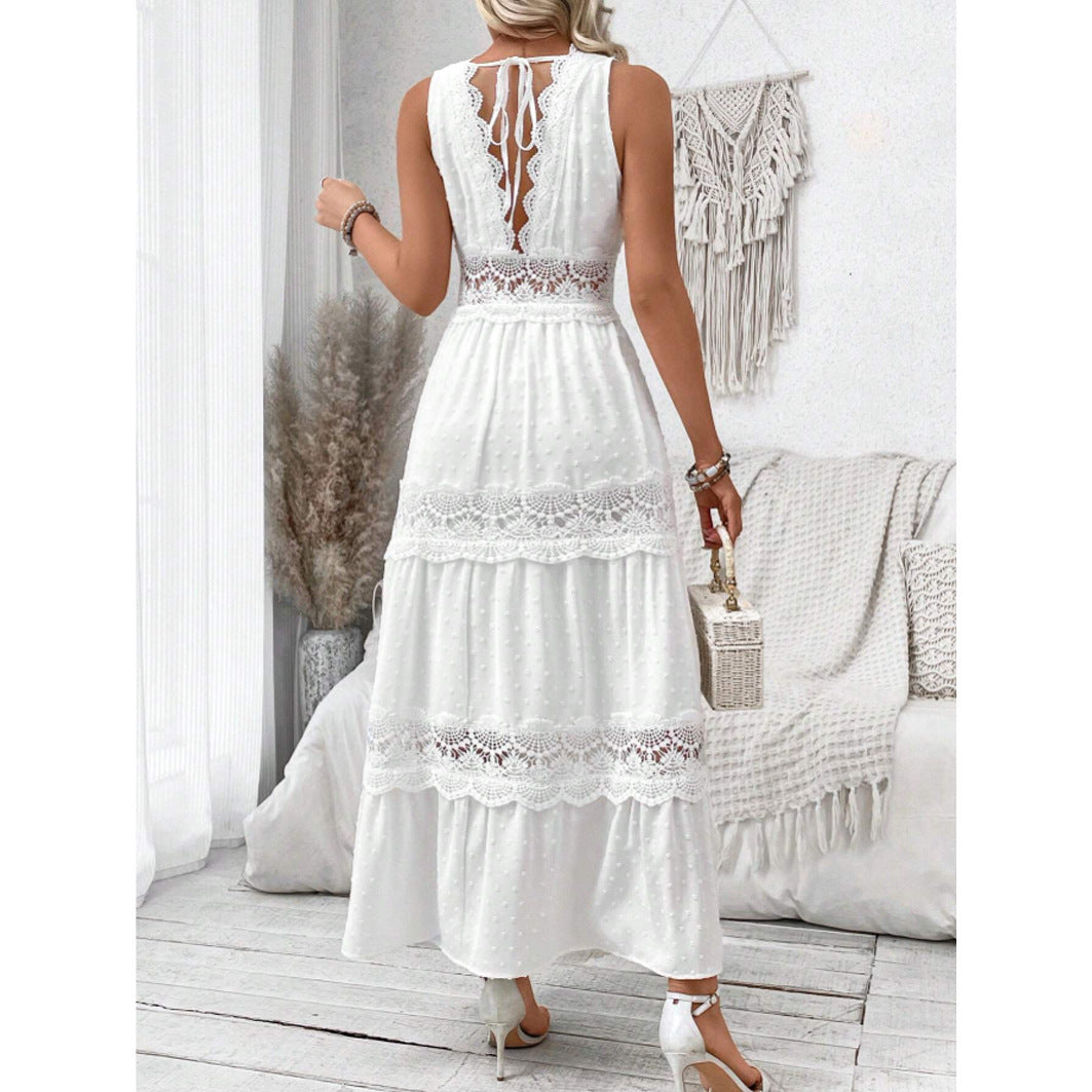 Robe Élégante - Col V Dentelle