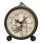 European Vintage Metal Bedside Alarm Clock Silent Analog Large Display - Euroselle