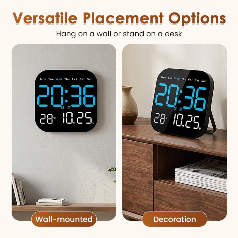 Stolní budík — dálkové ovládání, zobrazení teploty, stmívatelná LED