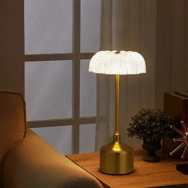Table Lamp Rechargeable Dimmable Acrylic Floral Design | Euroselle