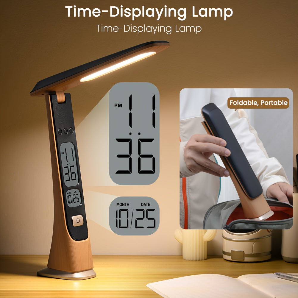 Foldable Portable LED Desk Lamp with Time Display - Euroselle