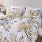 Leaf Print Soft Duvet Cover Set - Euroselle