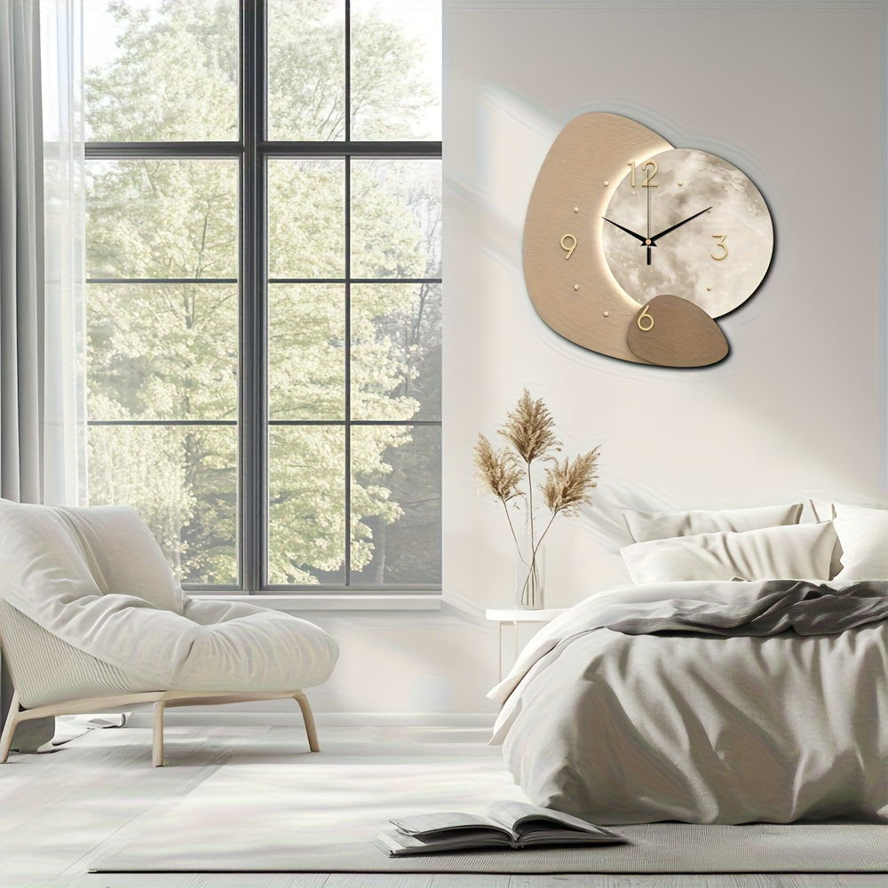 Designer Wooden Wall Clock with Golden Highlights - Euroselle