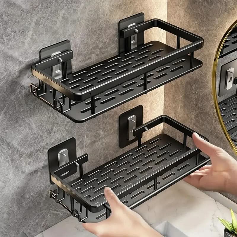 ABS Wall-Mounted Corner Bathroom Caddy — No-Drill Adhesive Rack