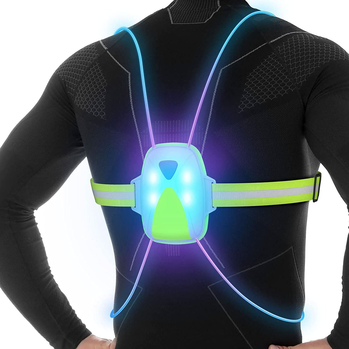 LumaSafe ledreflecterend vest — 6 kleurmodi, aanpasbare zichtbaarheid
