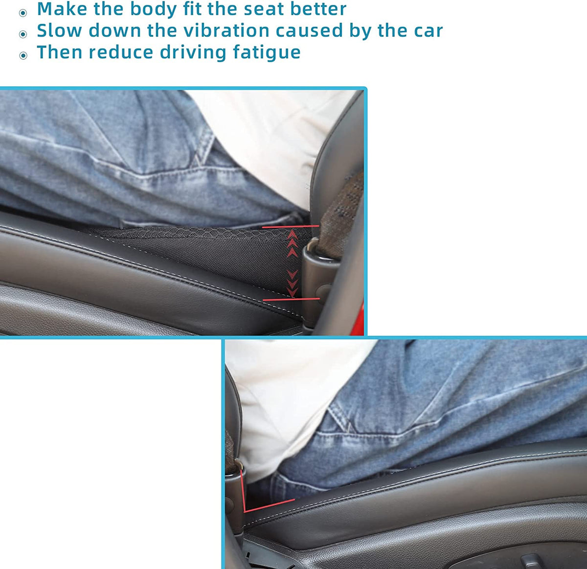Memory Foam Driver Booster Seat Pad — 3.5-Inch Lift, Lumbar Support
