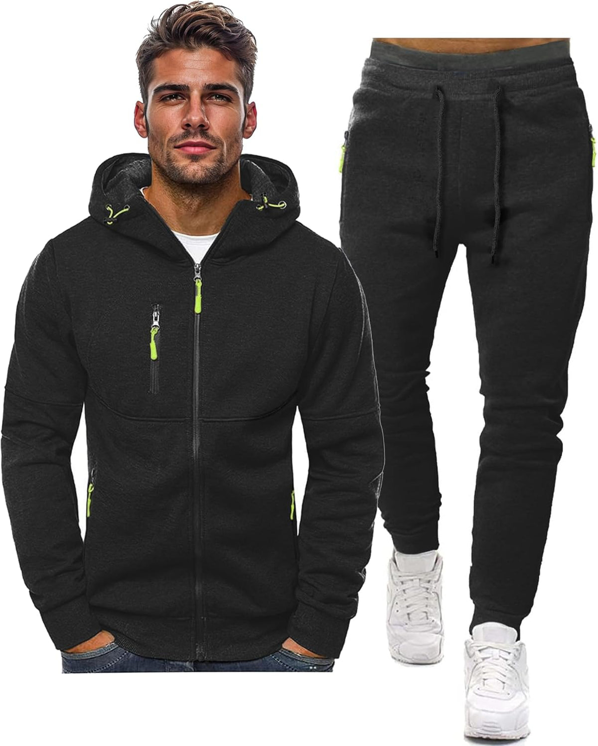 Ensemble de jogging de sport deux pièces pour homme avec pull et pantalon - survêtement léger et respirant pour l'entraînement, la salle de sport et la détente décontractée