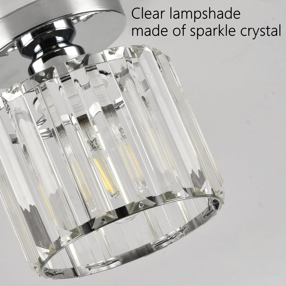 Black Gold Crystal Flush Mount Light Fixture — E27 Socket