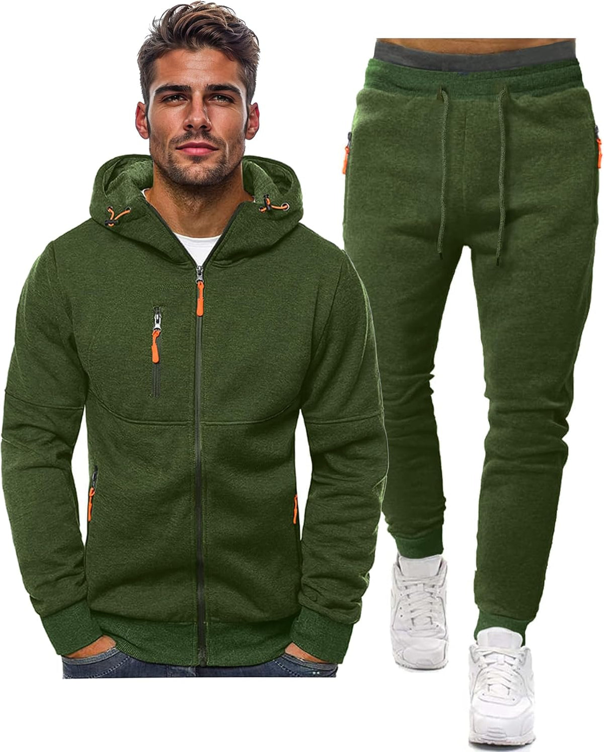 Ensemble de jogging de sport deux pièces pour homme avec pull et pantalon - survêtement léger et respirant pour l'entraînement, la salle de sport et la détente décontractée