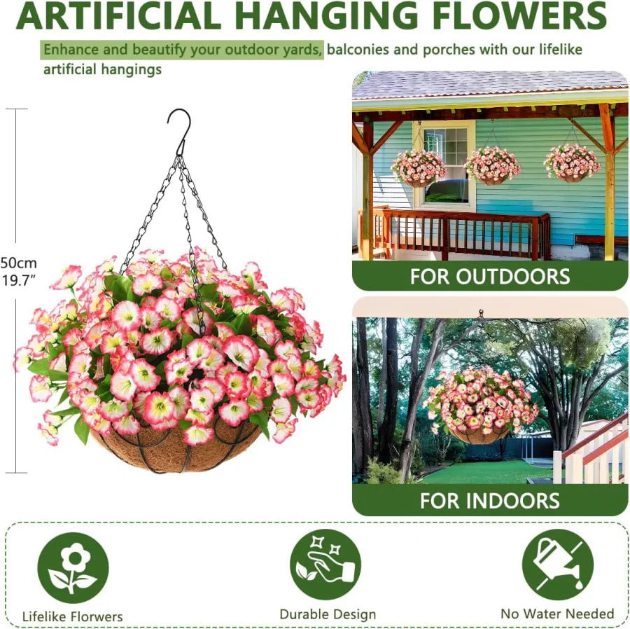 Kunstzijden bloemen voor hangmanden - weerbestendig, 7 kleuren