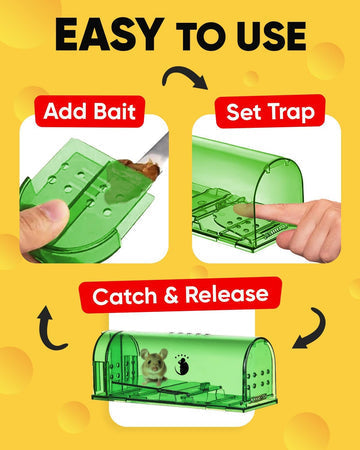 4 Reusable Mouse Traps — Humane No-Kill Catchers, Clear Windows