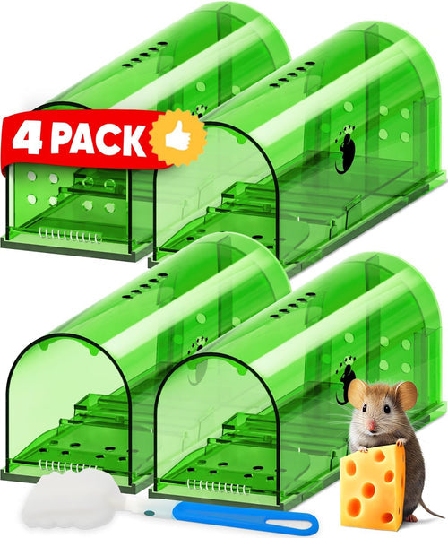 4 Reusable Mouse Traps — Humane No-Kill Catchers, Clear Windows