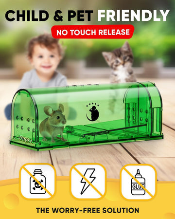 4 Reusable Mouse Traps — Humane No-Kill Catchers, Clear Windows