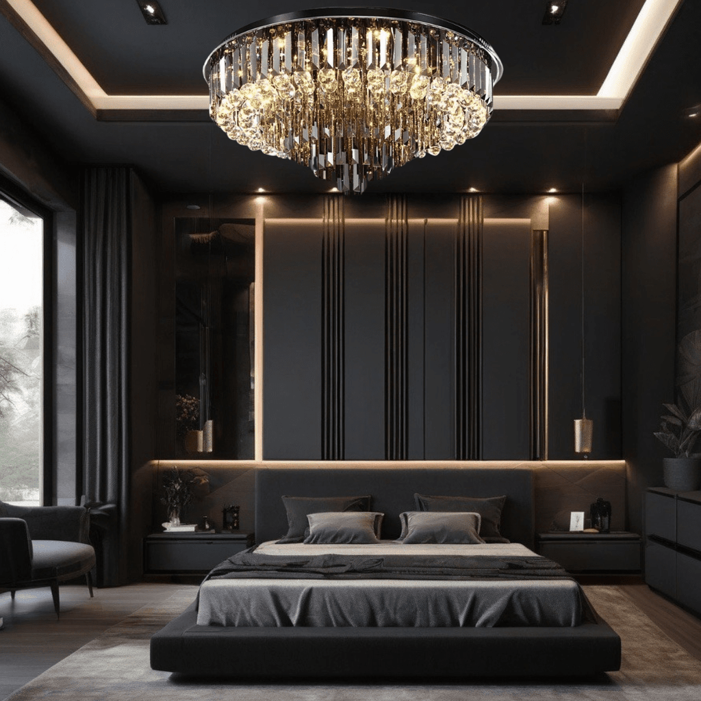 Meridian Black Crystal Chandelier
