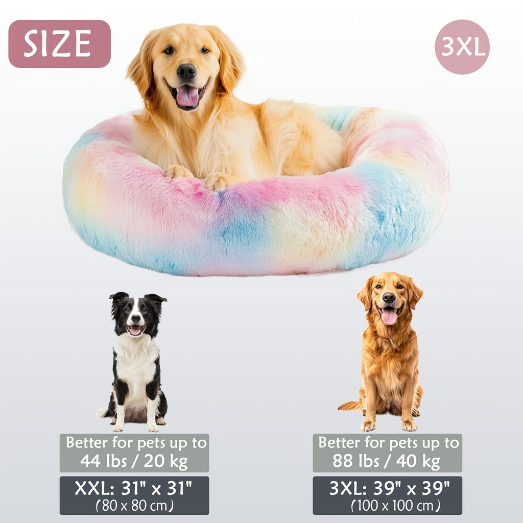 Soft Faux Fur Donut Pet Bed for Small to Large Dogs & Cats - Euroselle