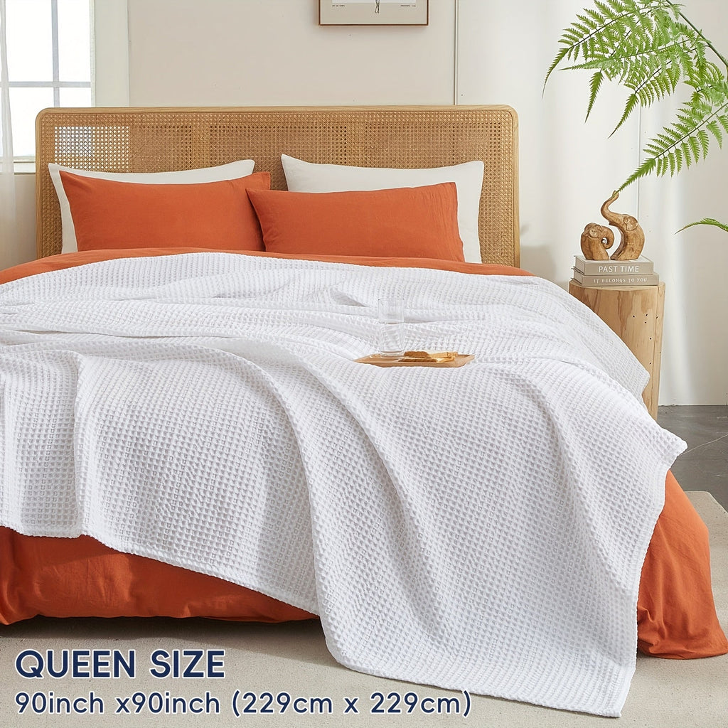 Lightweight Waffle Throw Blanket for Cozy All-Season Comfort - Euroselle