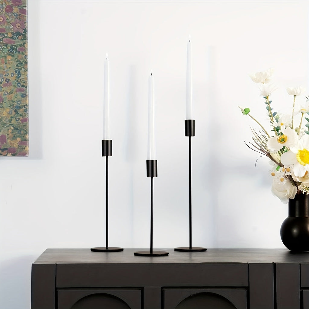 Set of 3 Golden Iron Candlestick Holders - Euroselle
