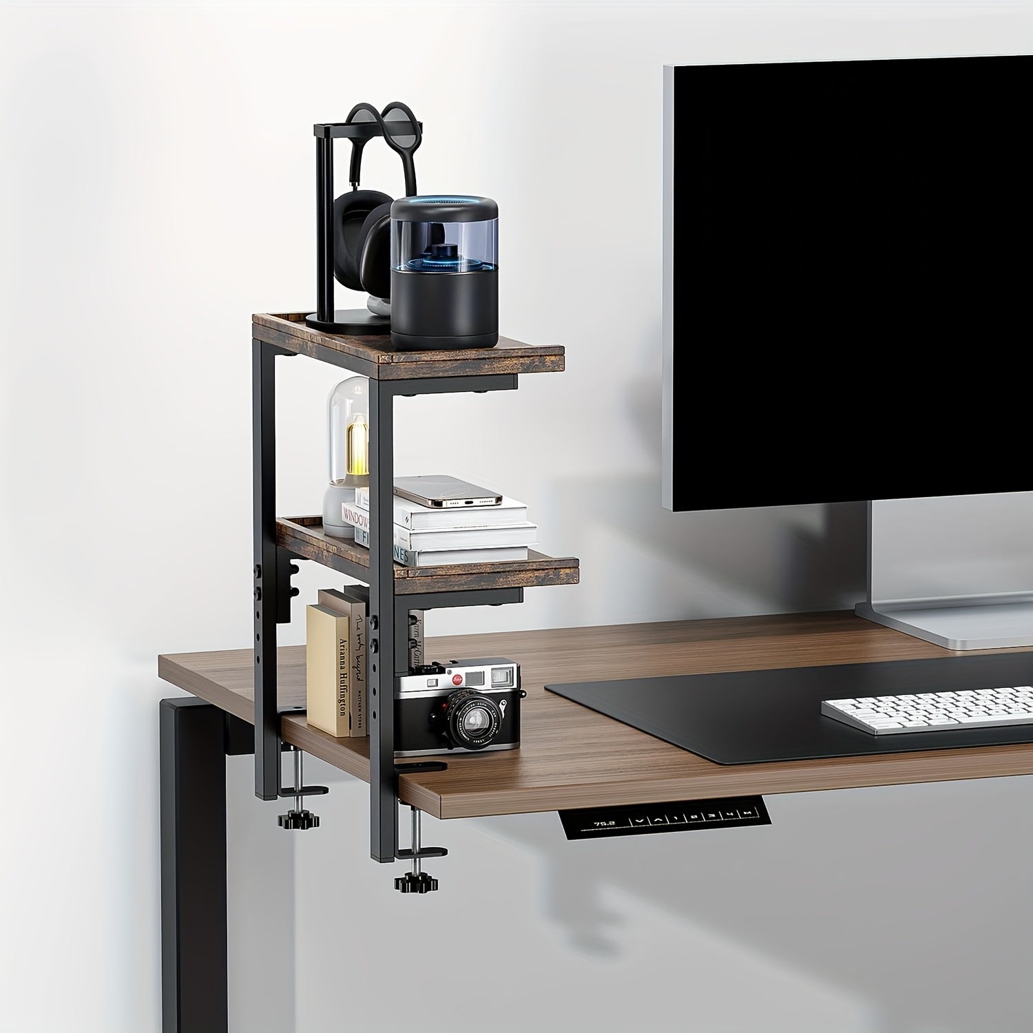 Portaoggetti da scrivania a doppio strato con clip per accessori da ufficio domestico - Euroselle