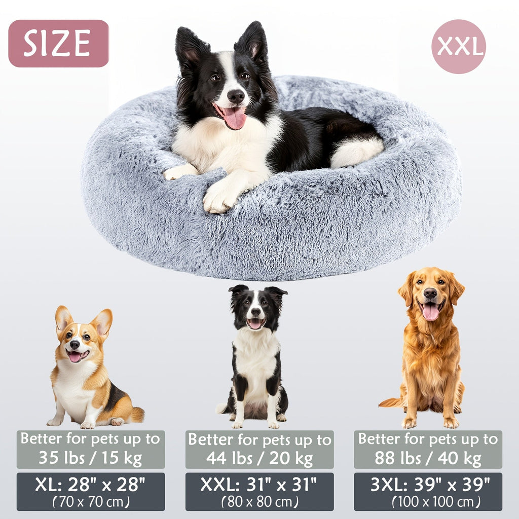 Soft Faux Fur Donut Pet Bed for Small to Large Dogs & Cats - Euroselle