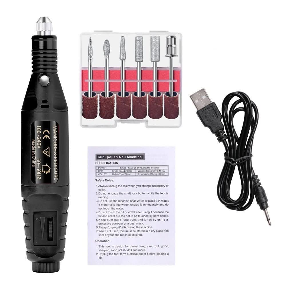 NailMaster Elite 6-In-1 Electric Nail Care Kit — Interchangeable Attachments for Natural and Gel Nails