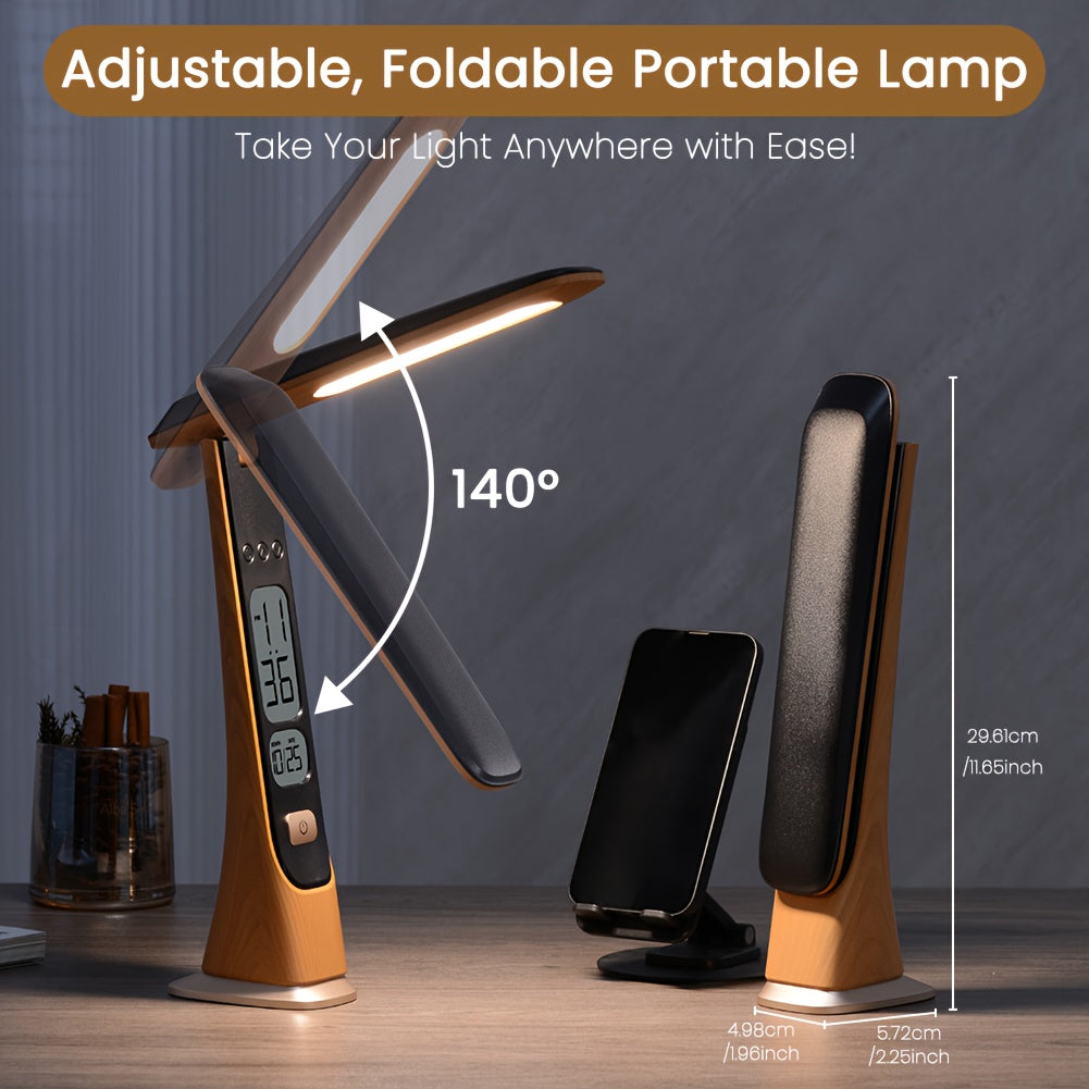 Foldable Portable LED Desk Lamp with Time Display - Euroselle
