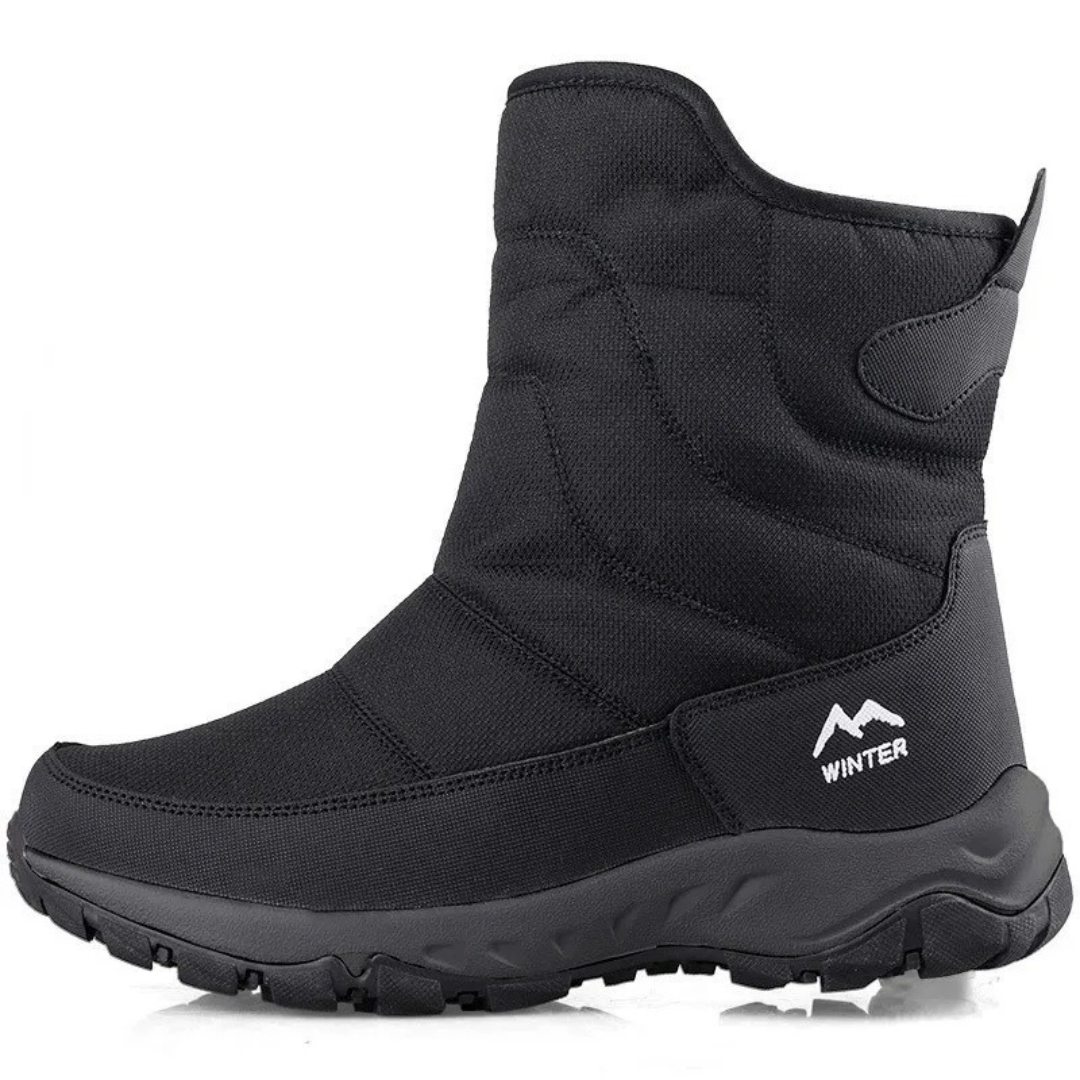 Men's Insulated Waterproof Ankle Snow Boots — Side Zip, Non-Slip