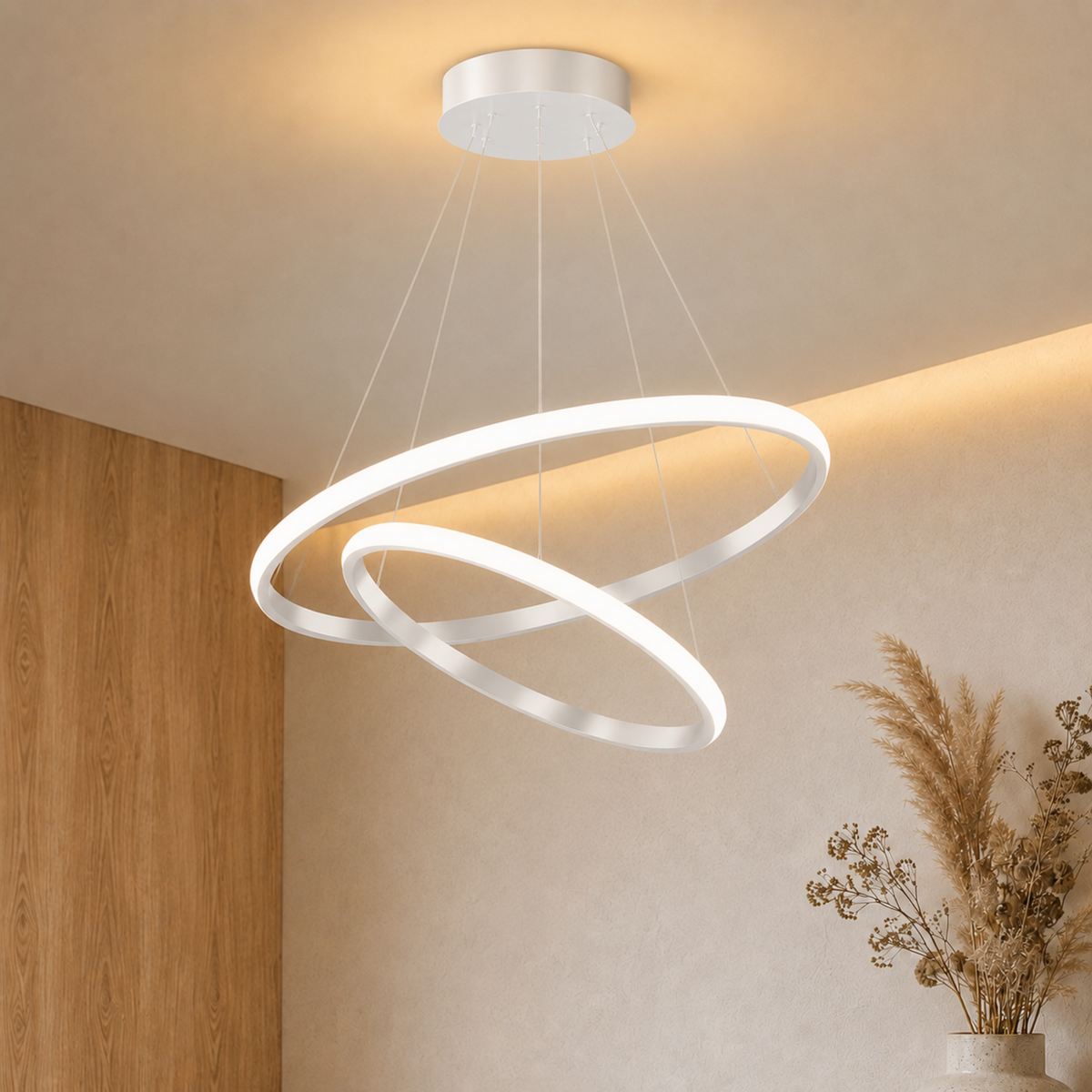 LED-Ring-Pendelleuchte, Kronleuchter und Deckenleuchte — Gold