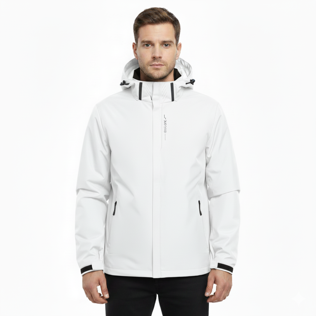Veste de pluie légère à fermeture éclair pour homme — coque respirante à capuche