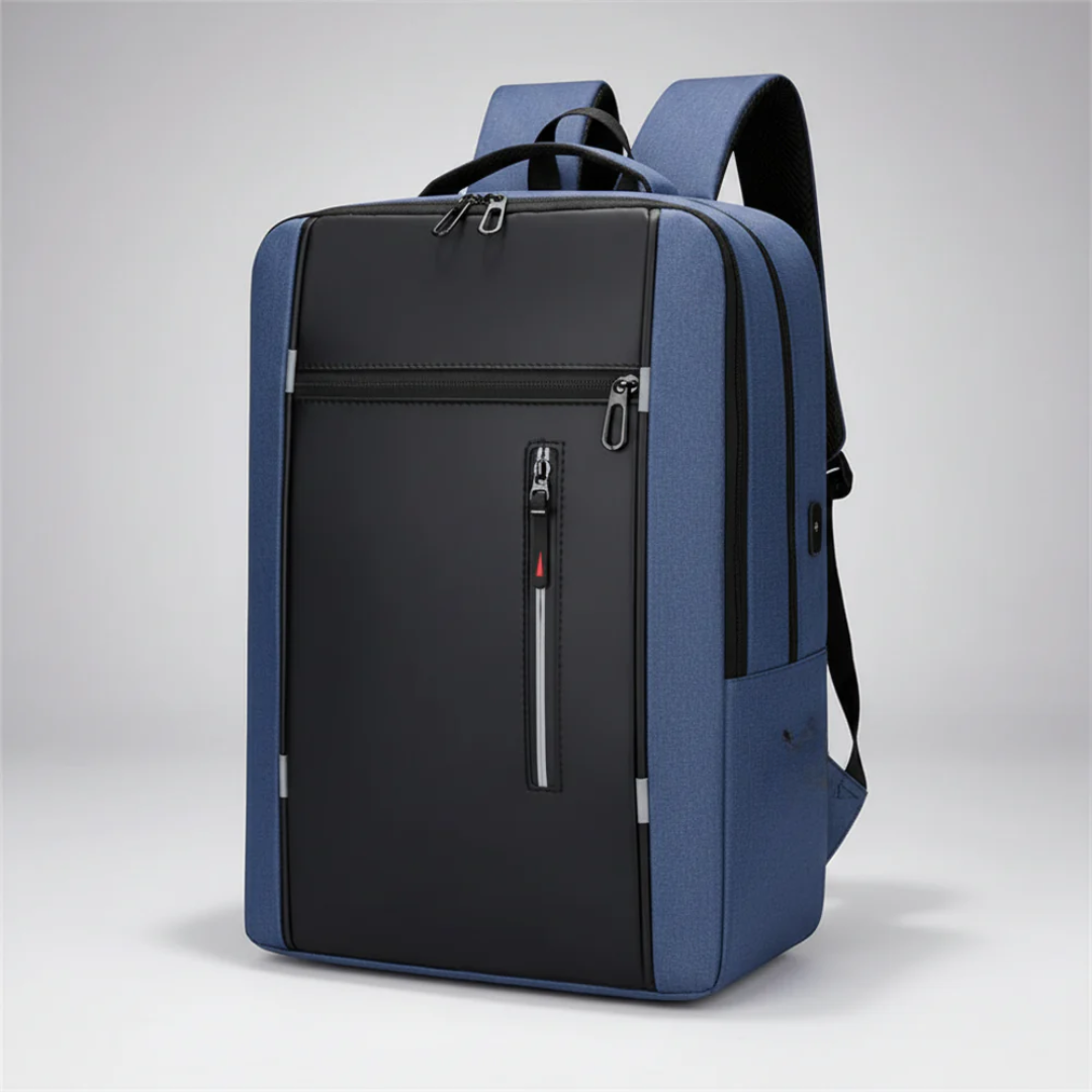 Water-Resistant Laptop Backpack — USB Port, Padded 15.6-Inch Sleeve