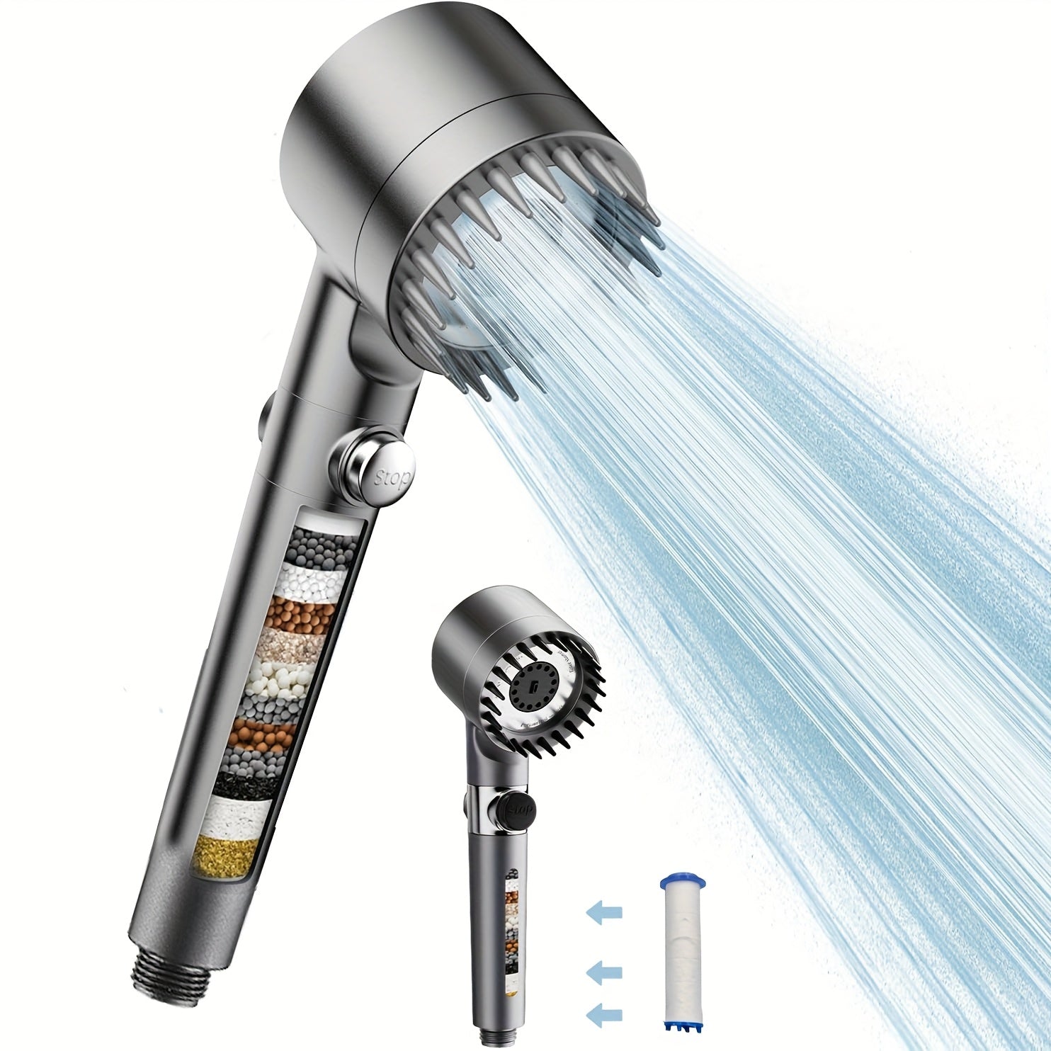 Handbrause mit Chlorreduzierung, Ein-/Ausschalter und Hautpflegefilter – Euroselle