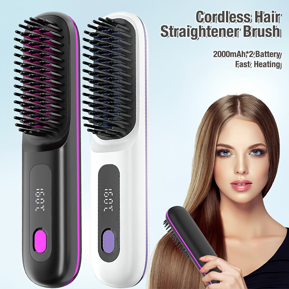 Compact Cordless Hot Comb Brush with Type-C Fast Charging - Euroselle
