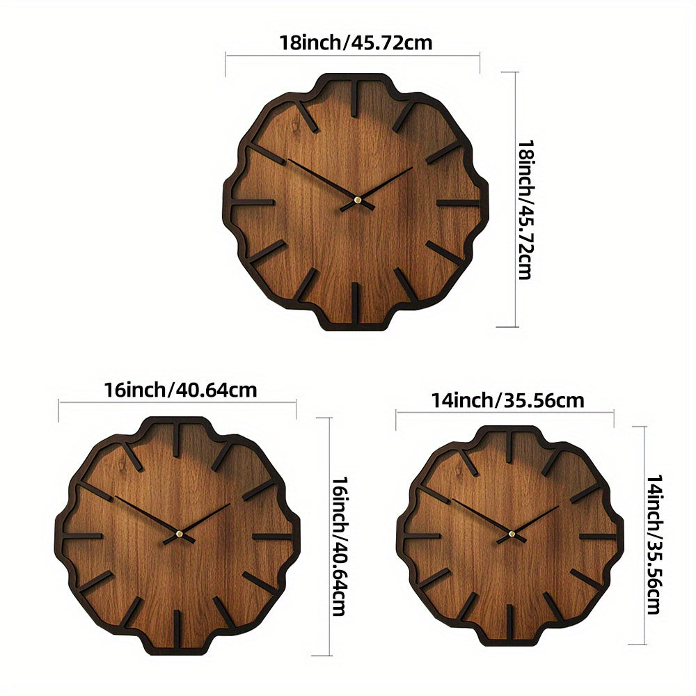 Decorative Wooden Wall Clock in Unique Irregular Form, Battery Operated - Euroselle