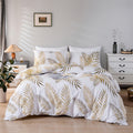 Leaf Print Soft Duvet Cover Set - Euroselle