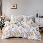 Leaf Print Soft Duvet Cover Set - Euroselle