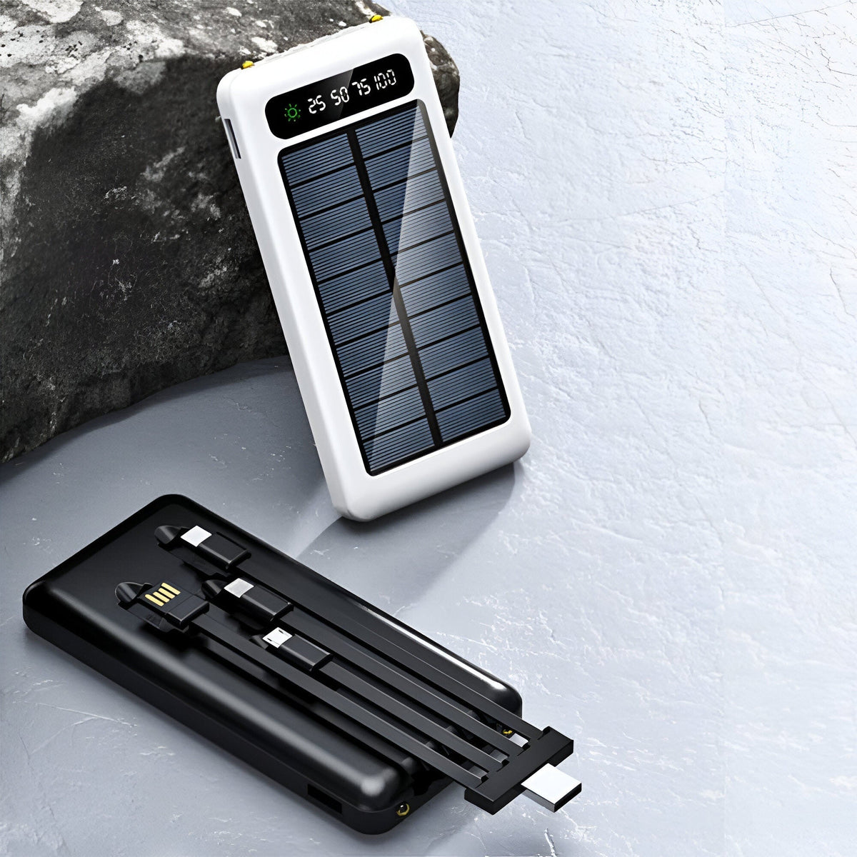 מטען סולארי נייד 20000mAh — שתי יציאות, תצוגת LED