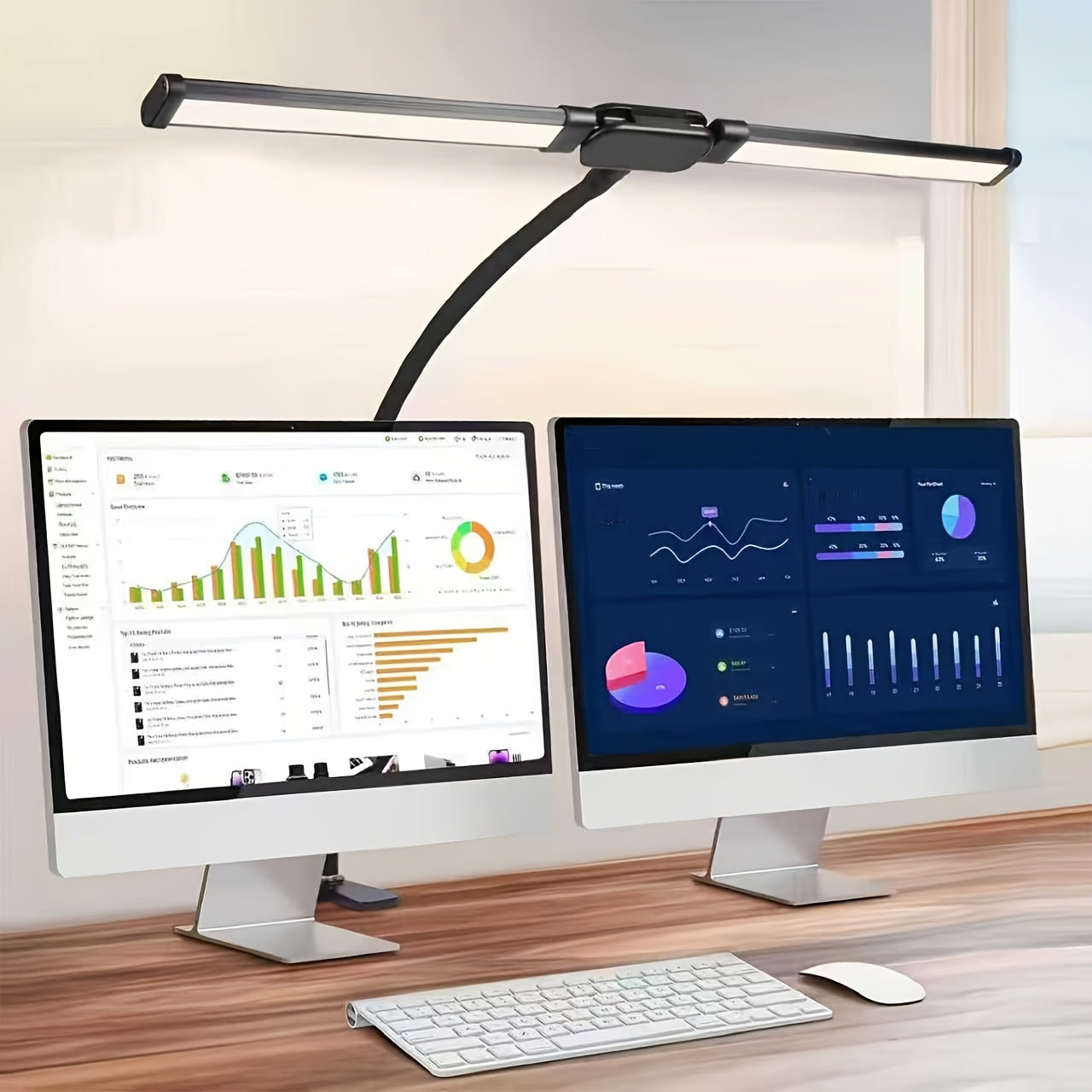 Modern USB Powered Dual-Head LED Table Lamp with Flexible Gooseneck - Euroselle