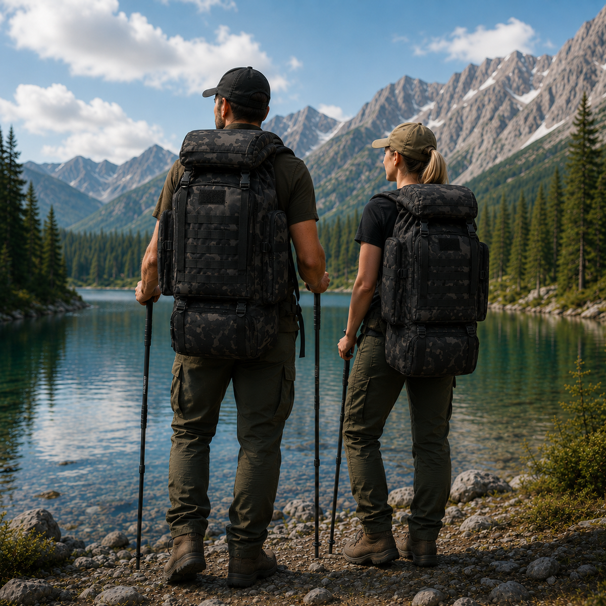 80L Heavy-Duty Hiking Backpack — 600D Oxford, MOLLE Webbing
