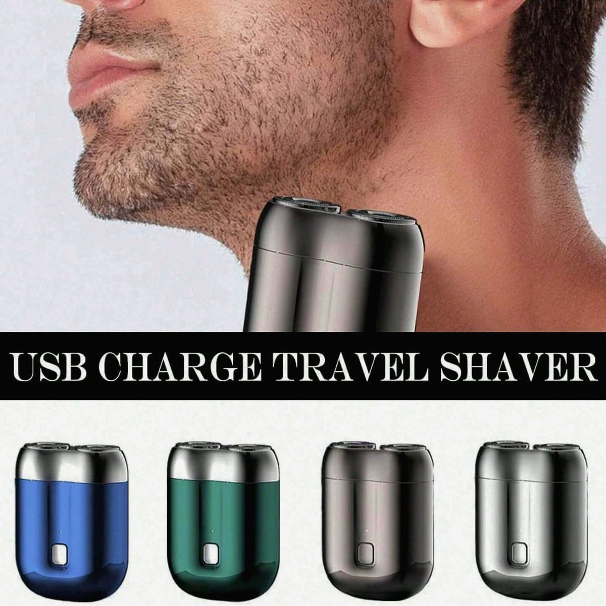 Máquina de barbear de viagem recarregável para homem — USB, à prova de água, para utilização a seco ou molhado, alumínio